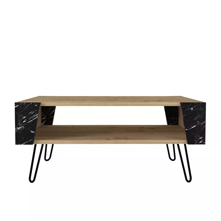 Τραπεζάκι Σαλονιού ArteLibre DIAPOROS Φυσικό/Μαύρο Μοριοσανίδα/Μελαμίνη 90x60x40cm