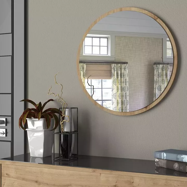 Καθρέπτης Τοίχου ArteLibre MAKUR Φυσικό Μοριοσανίδα/Γυαλί 60x60cm