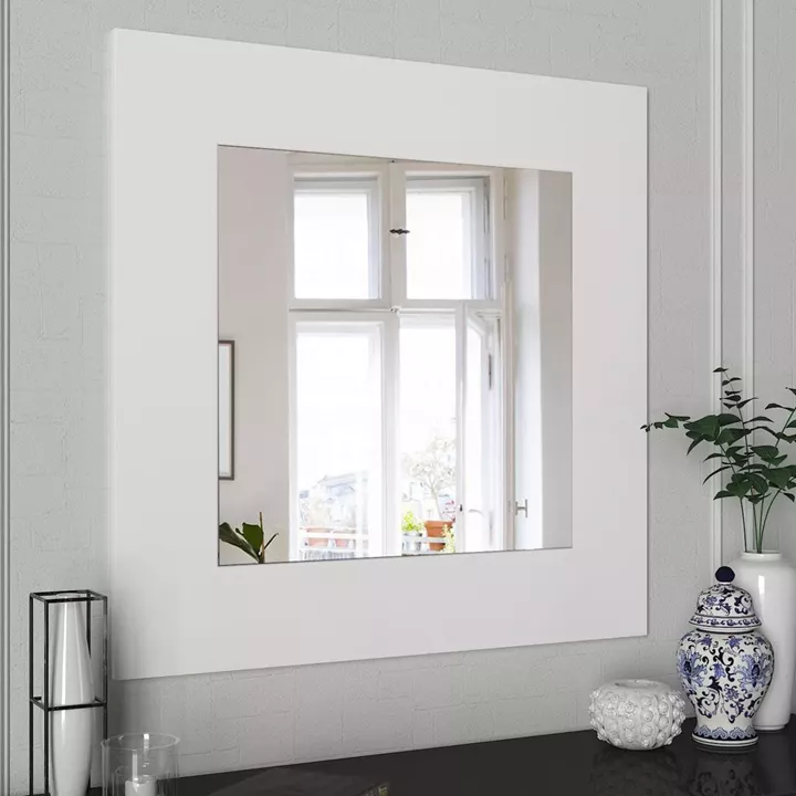 Καθρέπτης Τοίχου ArteLibre AAINA Λευκό Μοριοσανίδα/Γυαλί 90x90cm