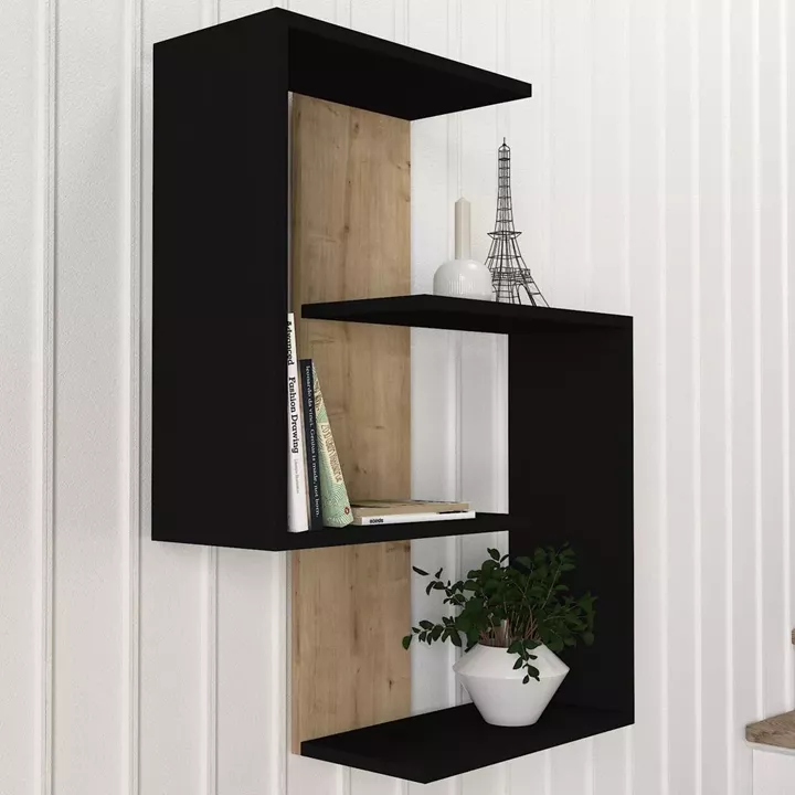 Ράφι Τοίχου ArteLibre AYANNA Φυσικό/Μαύρο Μοριοσανίδα/Μελαμίνη 72x22x90cm