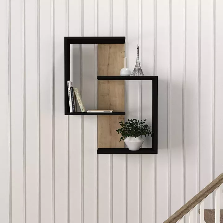 Ράφι Τοίχου ArteLibre AYANNA Φυσικό/Μαύρο Μοριοσανίδα/Μελαμίνη 72x22x90cm