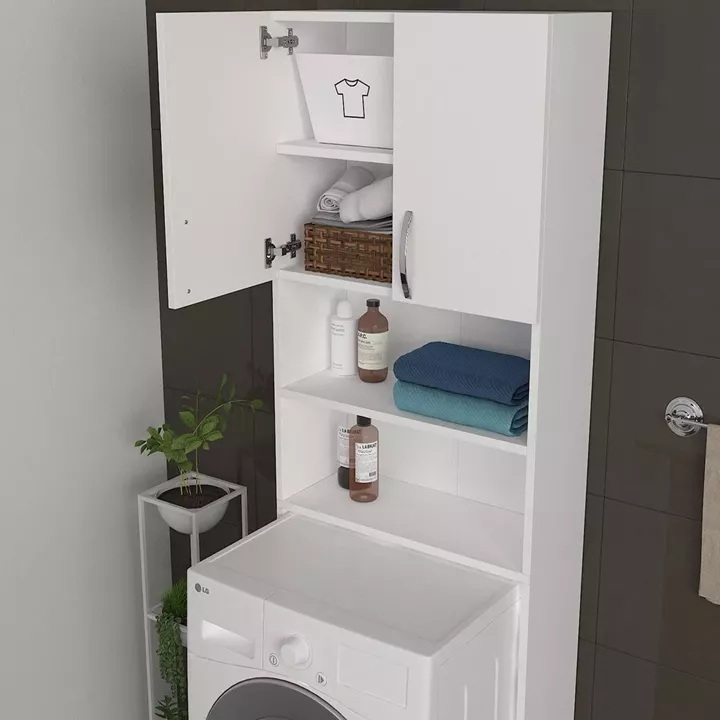 Έπιπλο Πλυντηρίου ArteLibre BIMBA Λευκό Μοριοσανίδα/Μελαμίνη 64x25x188cm