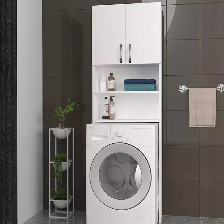 Έπιπλο Πλυντηρίου ArteLibre BIMBA Λευκό Μοριοσανίδα/Μελαμίνη 64x25x188cm