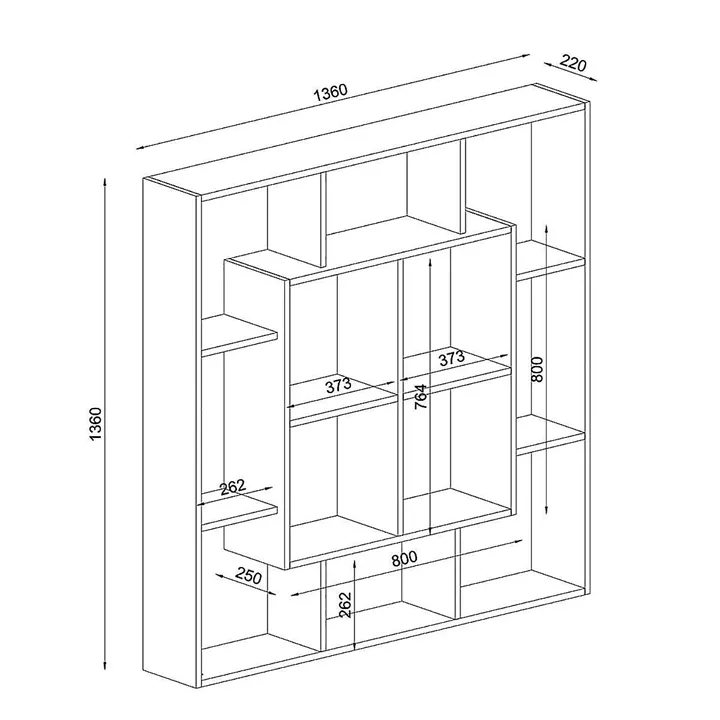 Βιβλιοθήκη ArteLibre NISIROS Cordoba Μοριοσανίδα/Μελαμίνη 136x22x136cm