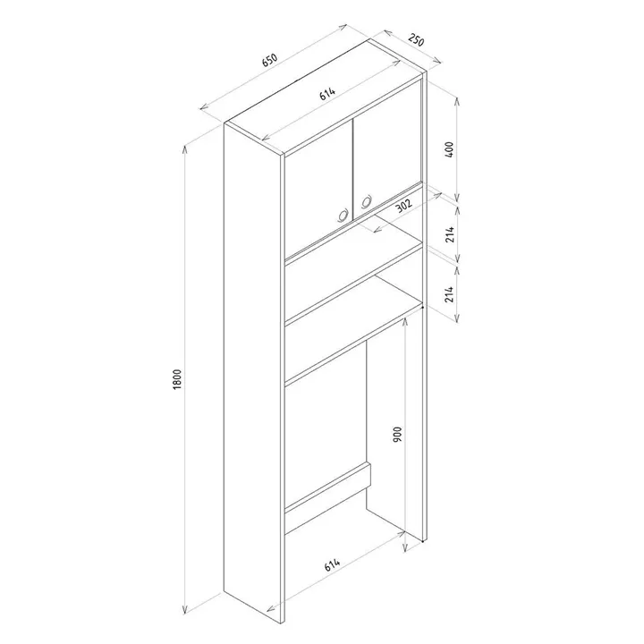 Έπιπλο Πλυντηρίου ArteLibre ABETTI Λευκό Μοριοσανίδα/Μελαμίνη 65x25x180cm