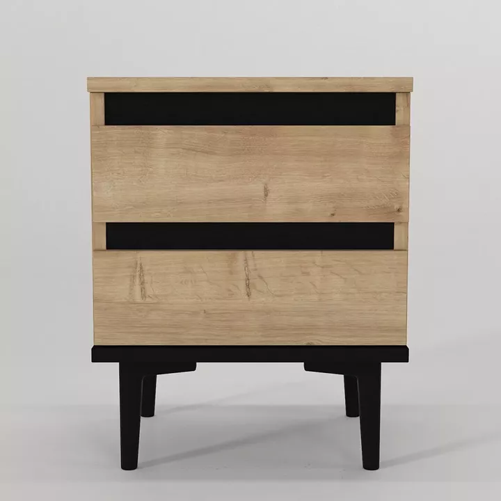 Κομοδίνο ArteLibre ABBOT Φυσικό/Μαύρο Μοριοσανίδα/Μελαμίνη 40x35x50.6cm