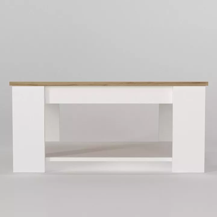 Τραπεζάκι Σαλονιού ArteLibre ALDEN Λευκό/Φυσικό Μοριοσανίδα/Μελαμίνη 90x60x42cm