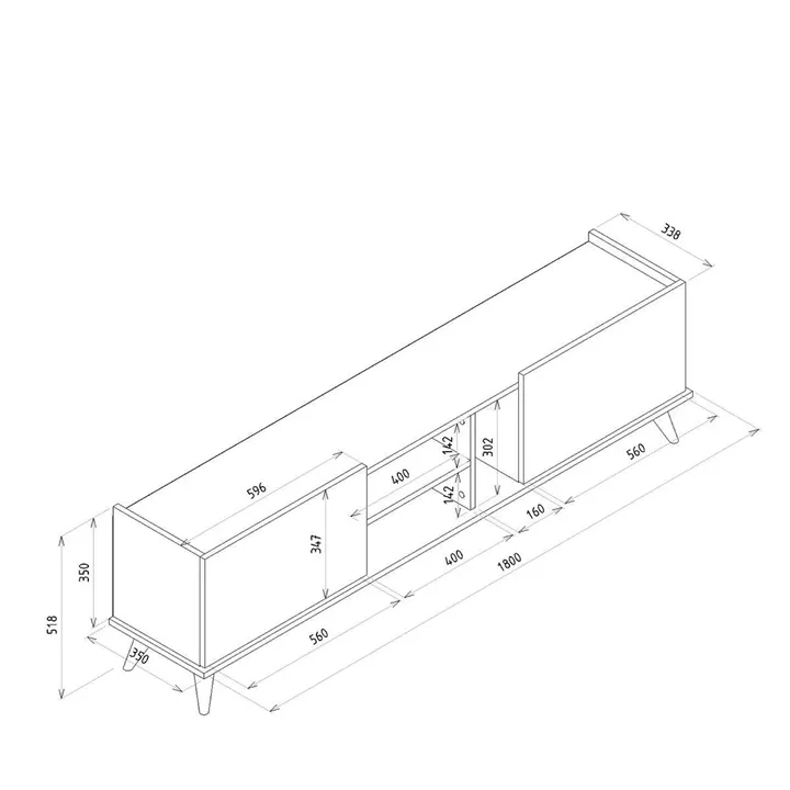 Έπιπλο Τηλεόρασης ArteLibre BINNEY Καφέ Μοριοσανίδα/Μελαμίνη 180x33x51cm