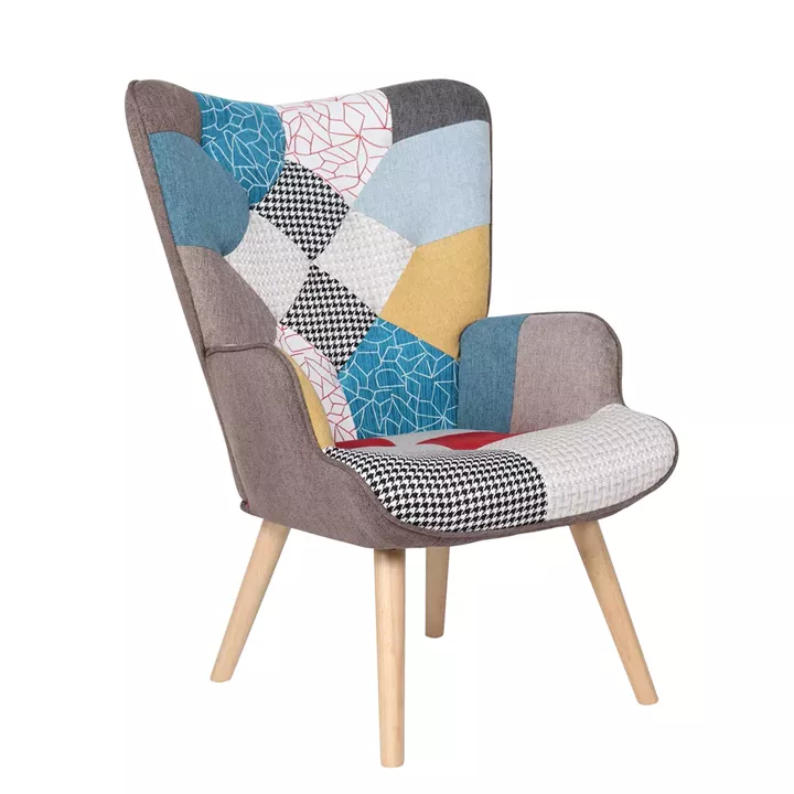 Πολυθρόνα ArteLibre BRIAR Patchwork Ύφασμα/Ξύλο 73x69x96cm