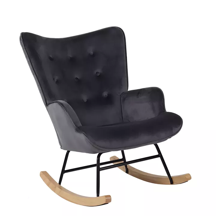 Πολυθρόνα Κουνιστή ArteLibre DARIA Γκρι Βελούδο/Μέταλλο/Ξύλο 85x69x90cm