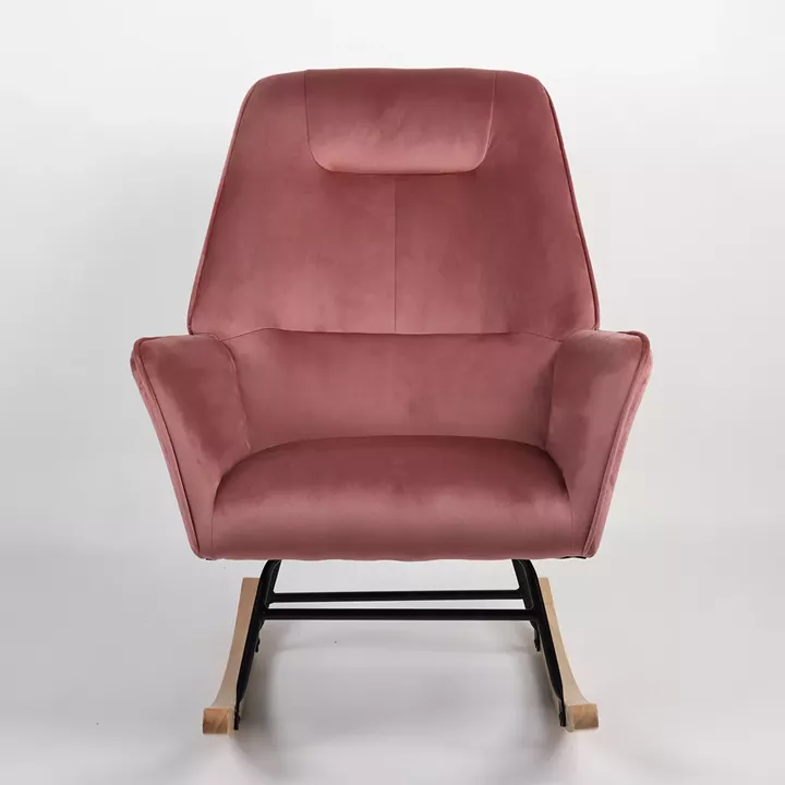 Πολυθρόνα Κουνιστή ArteLibre BERTIE Σάπιο Μήλο Βελούδο/Μέταλλο/Ξύλο 87x72x96cm