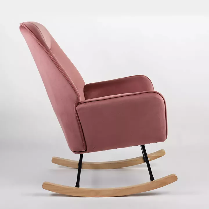 Πολυθρόνα Κουνιστή ArteLibre BERTIE Σάπιο Μήλο Βελούδο/Μέταλλο/Ξύλο 87x72x96cm