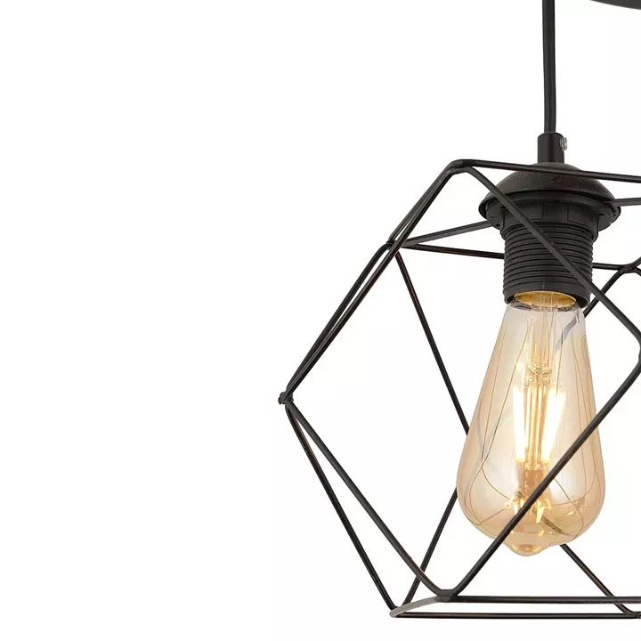 Φωτιστικό Κρεμαστό ArteLibre LOR Τρίφωτο Μαύρο Μέταλλο 45x95cm