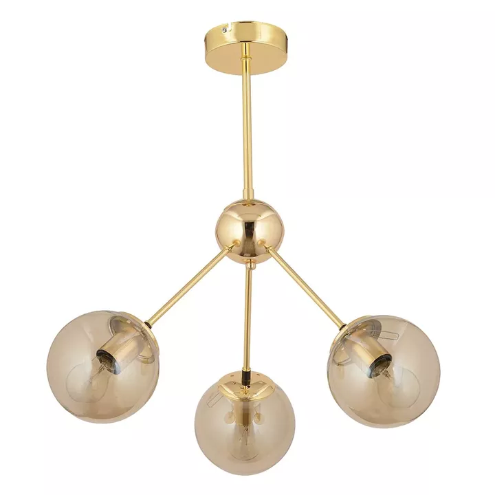 Φωτιστικό Κρεμαστό ArteLibre MEY Τρίφωτο Χρυσό/Μελί Μέταλλο/Γυαλί 54x60cm