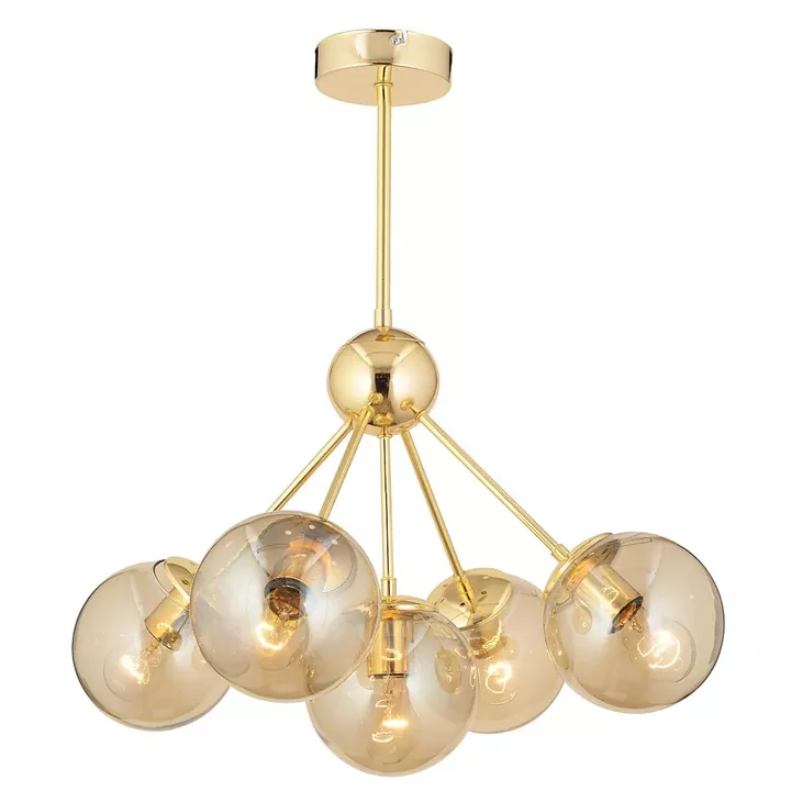 Φωτιστικό Κρεμαστό ArteLibre MEY Πολύφωτο Χρυσό/Μελί Μέταλλο/Γυαλί 59x64cm