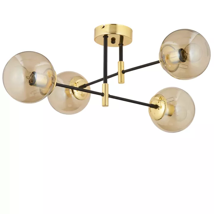 Φωτιστικό Κρεμαστό ArteLibre MAR Πολύφωτο Χρυσό/Μελί Μέταλλο/Γυαλί 70x35cm