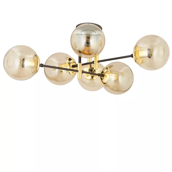 Φωτιστικό Κρεμαστό ArteLibre MAR Πολύφωτο Χρυσό/Μελί Μέταλλο/Γυαλί 70x35cm