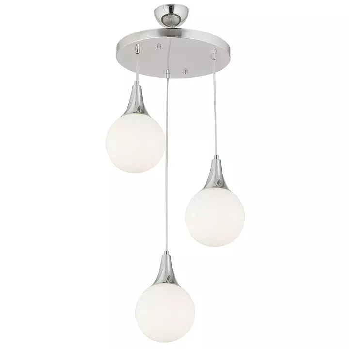 Φωτιστικό Κρεμαστό ArteLibre DAM Τρίφωτο Ασημί/Λευκό Μέταλλο/Γυαλί 35x70cm