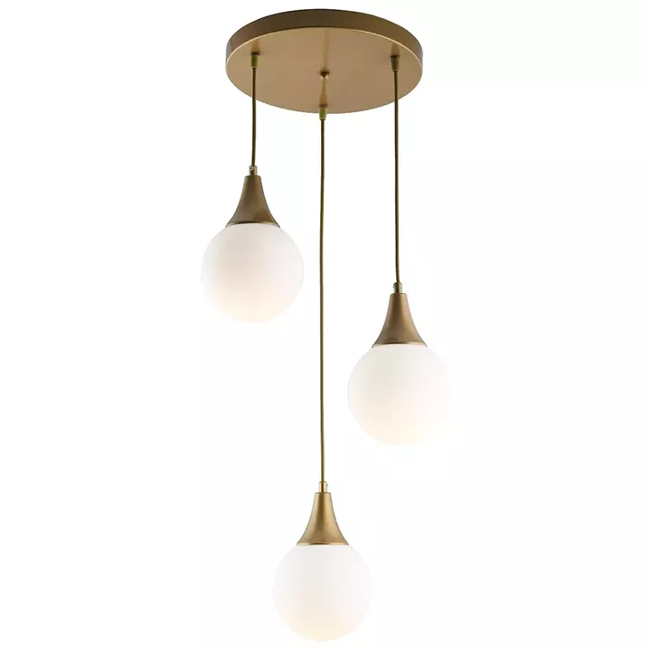 Φωτιστικό Κρεμαστό ArteLibre DAM Τρίφωτο Αντικέ/Λευκό Μέταλλο/Γυαλί 35x70cm