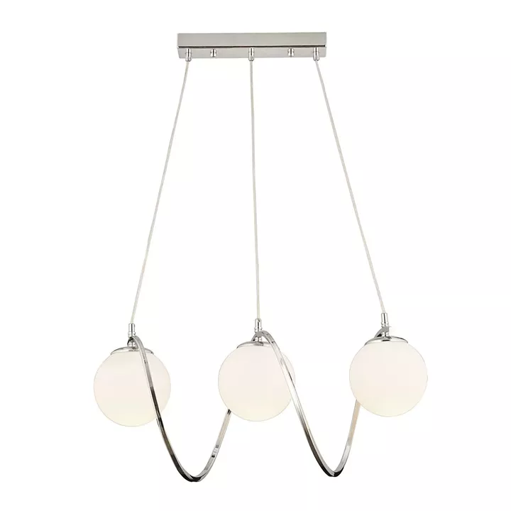 Φωτιστικό Κρεμαστό ArteLibre JAR Τρίφωτο Ασημί/Λευκό Μέταλλο/Γυαλί 60x85cm