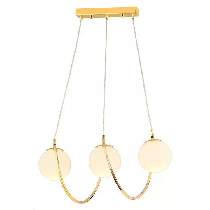 Φωτιστικό Κρεμαστό ArteLibre JAR Τρίφωτο Χρυσό/Λευκό Μέταλλο/Γυαλί 60x85cm