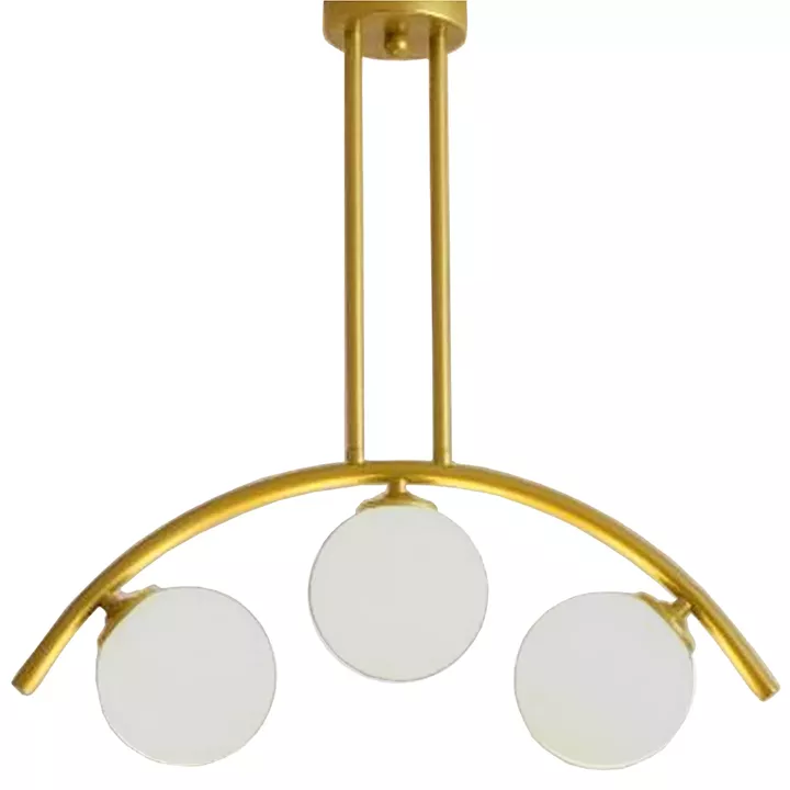 Φωτιστικό Κρεμαστό ArteLibre FRAL Τρίφωτο Αντικέ/Λευκό Μέταλλο/Γυαλί 60x60cm