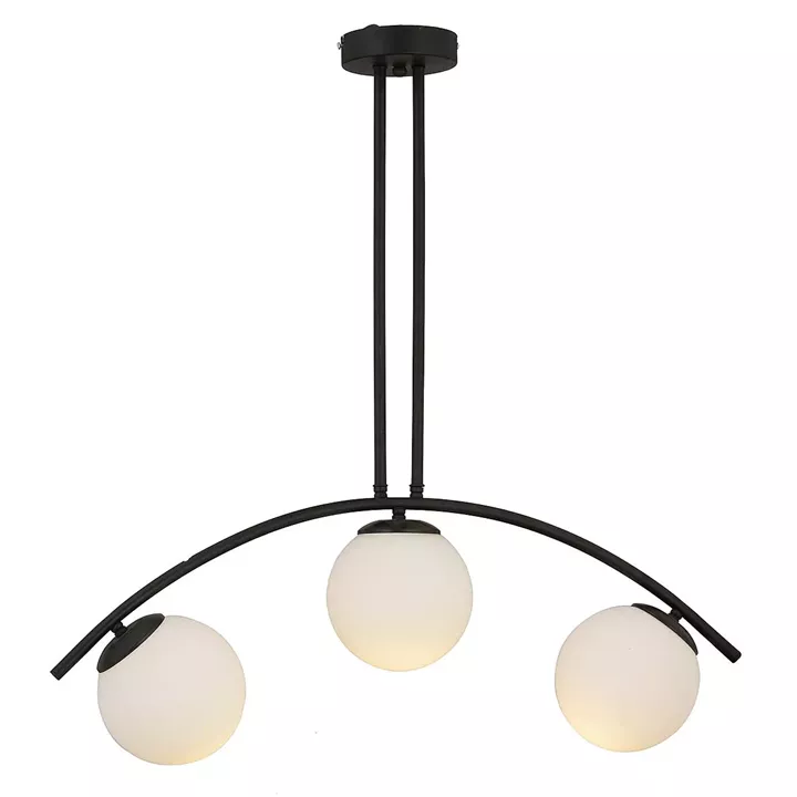 Φωτιστικό Κρεμαστό ArteLibre FRAL Τρίφωτο Μαύρο/Λευκό Μέταλλο/Γυαλί 60x60cm