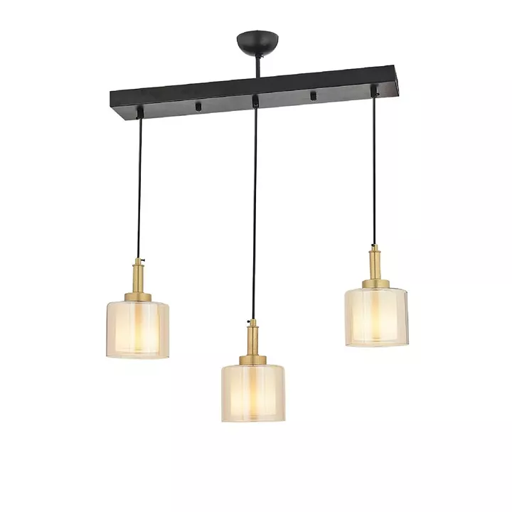 Φωτιστικό Κρεμαστό ArteLibre ARMO Τρίφωτο Αντικέ/Μελί Μέταλλο/Γυαλί 50x70cm