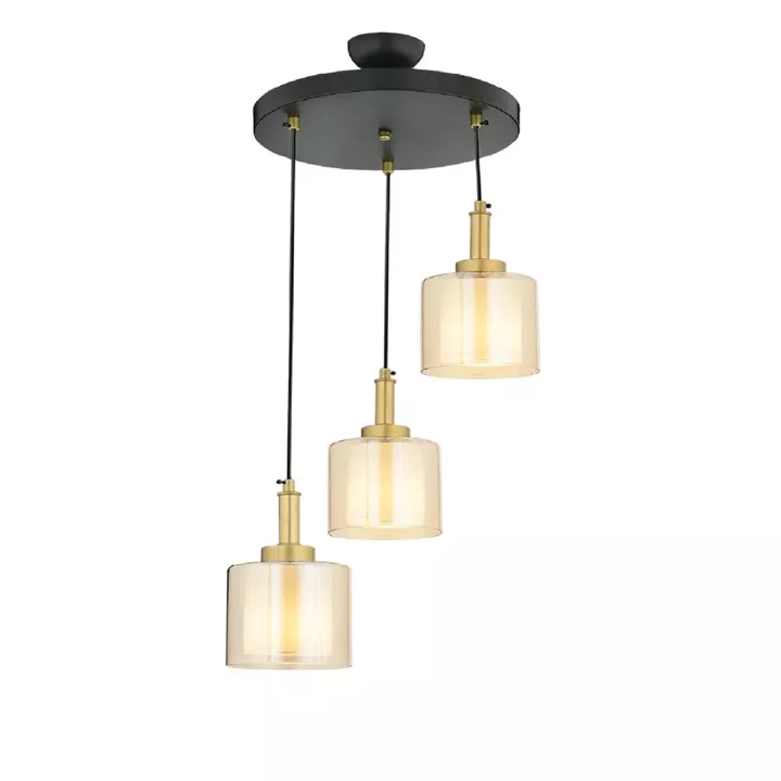 Φωτιστικό Κρεμαστό ArteLibre ARMO Τρίφωτο Αντικέ/Μελί Μέταλλο/Γυαλί 30x70cm