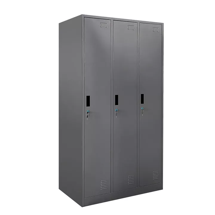 Ντουλάπα Τρίφυλλη ArteLibre EARWEN Σκούρο Γκρι Μέταλλο 90x45x185cm