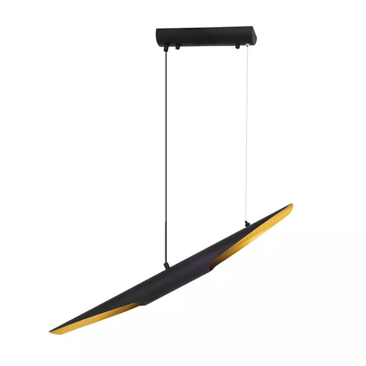 Φωτιστικό Κρεμαστό ArteLibre QUERA Δίφωτο Μαύρο/Χρυσό Μέταλλο/Αλουμίνιο 6x75x120cm