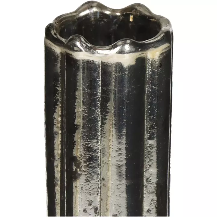 Βάζο ArteLibre Φλάουτο Χειροποίητο Ασημί Γυαλί 9x9x26.5cm