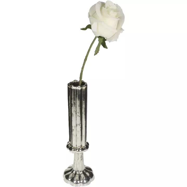 Βάζο ArteLibre Φλάουτο Χειροποίητο Ασημί Γυαλί 9x9x26.5cm