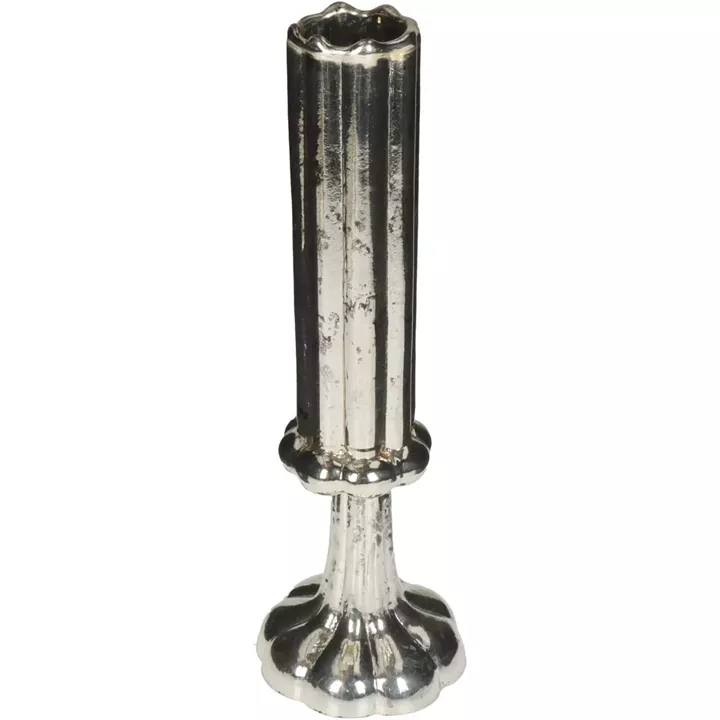 Βάζο ArteLibre Φλάουτο Χειροποίητο Ασημί Γυαλί 9x9x26.5cm