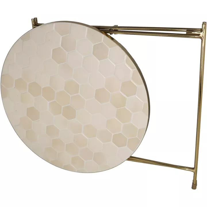 Τραπεζάκι ArteLibre Ιβουάρ Μέταλλο 50x50x50cm