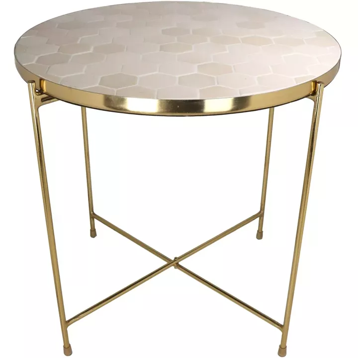 Τραπεζάκι ArteLibre Ιβουάρ Μέταλλο 50x50x50cm