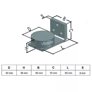 Μεντεσές ρουλεμάν με γωνιακό στήριγμα για βάση πόρτας, διαστάσεις, vbstore