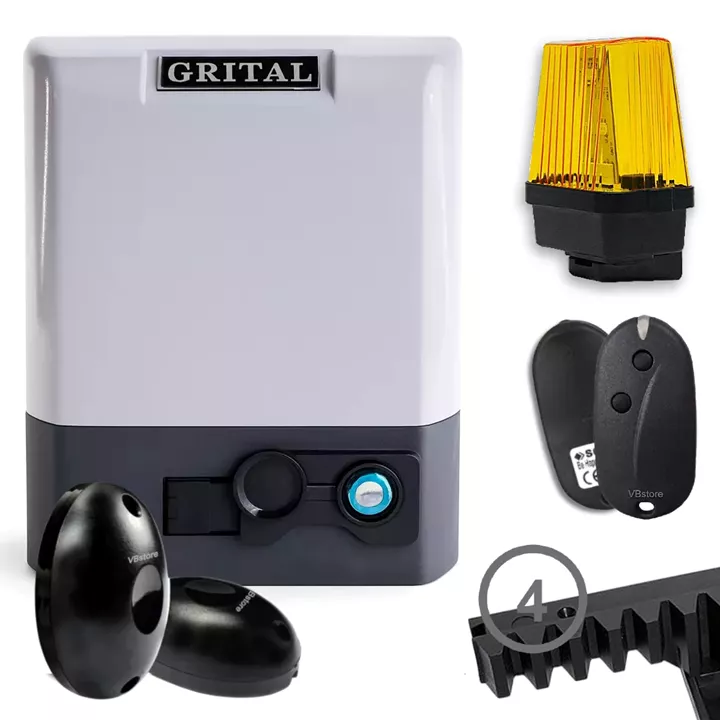 GRITAL GR5 Full Pack με 1 τηλεχειριστήριο | Μοτέρ συρόμενης γκαραζόπορτας 230V έως 500kg