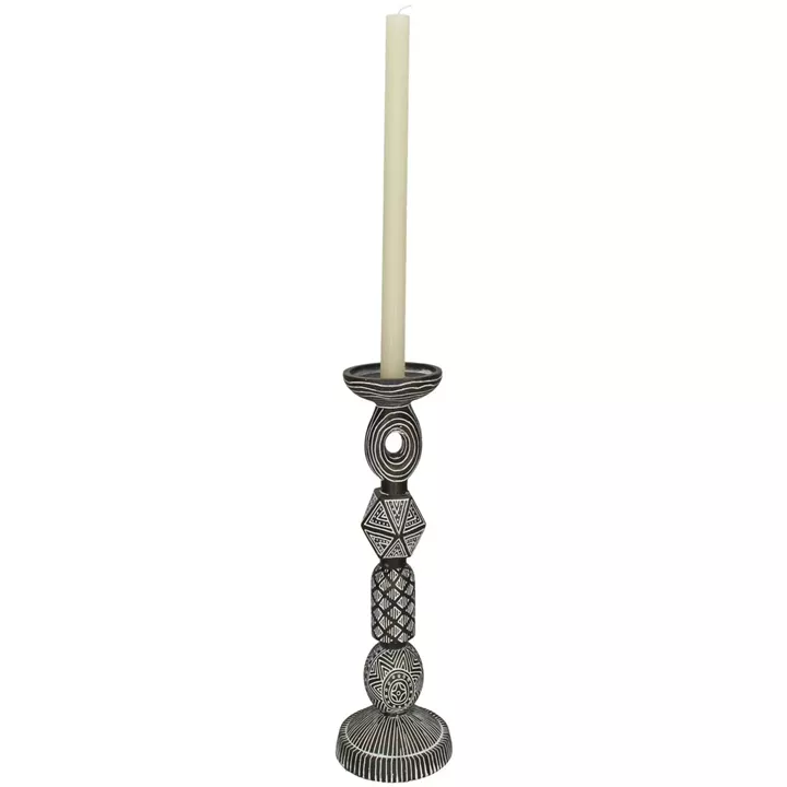 Κηροπήγιο ArteLibre Tribal Καφέ Polyresin 11.5x11.5x28cm