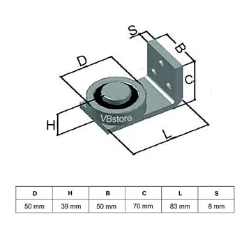 Πάνω μεντεσές ρουλεμάν 5 cm για ανοιγόμενες θύρες, διαστάσεις, VBstore