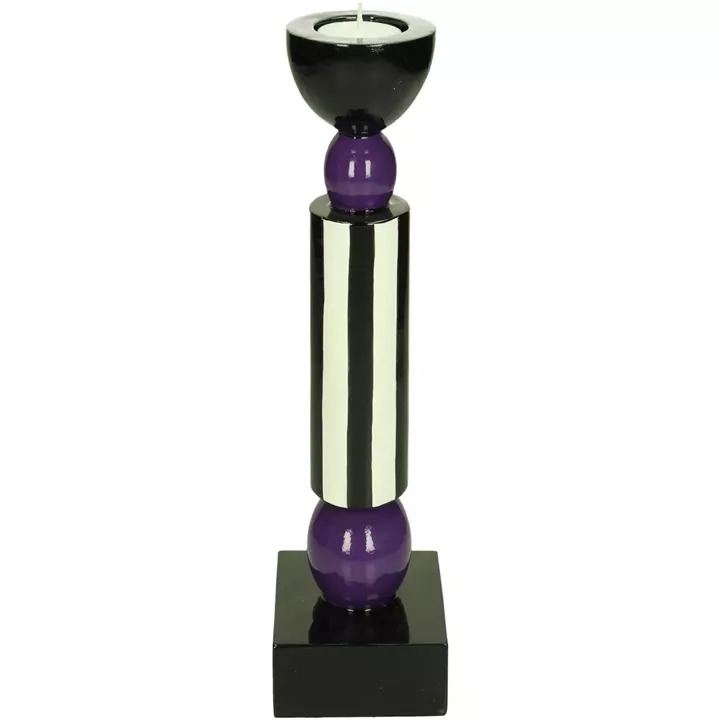 Κηροπήγιο ArteLibre Μοβ Polyresin 8.2x8.2x24cm