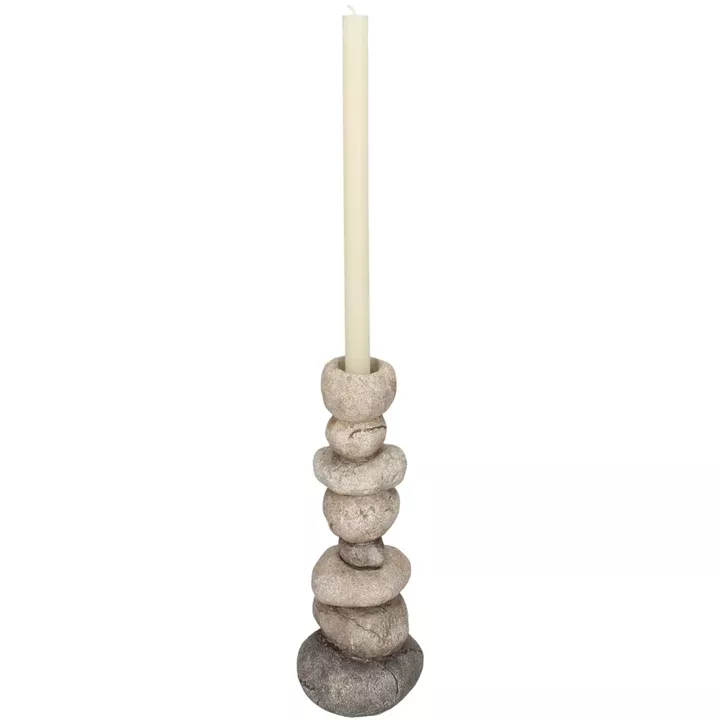 Κηροπήγιο ArteLibre Πέτρες Γκρι Polyresin 13x11x25.5cm