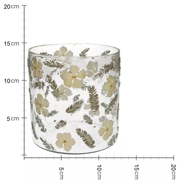 Κηροπήγιο ArteLibre Αποξηραμένα Λουλούδια Διάφανο Γυαλί 15x15x15cm