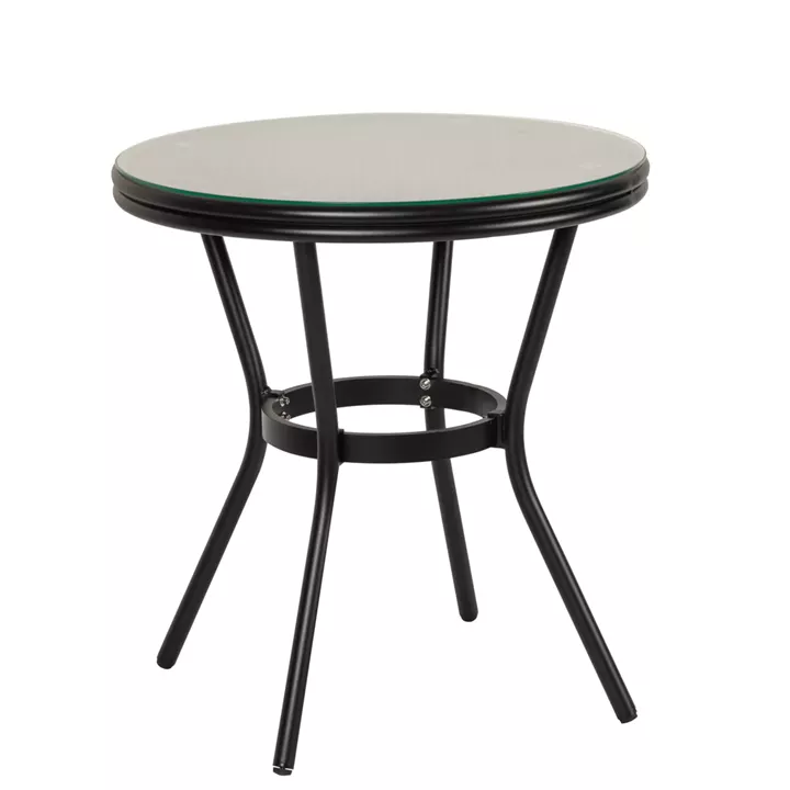 Τραπέζι Κήπου ArteLibre BURUNDI Μαύρο Αλουμίνιο/Γυαλί Φ70x72cm