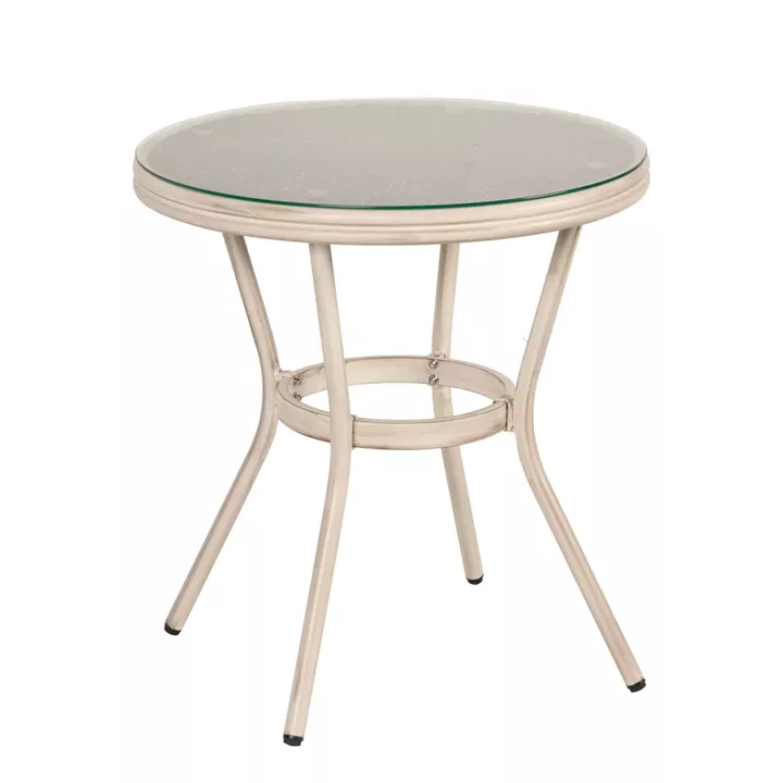 Τραπέζι Κήπου ArteLibre BURUNDI Λευκό Αντικέ Αλουμίνιο/Γυαλί Φ70x72cm