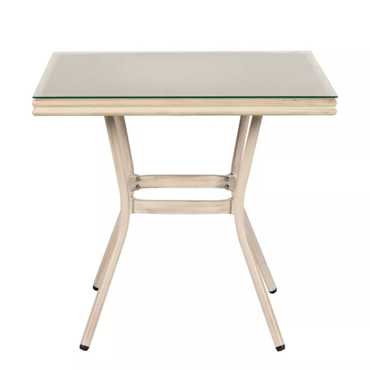 Τραπέζι Κήπου ArteLibre ANGOLA Λευκό Αντικέ Αλουμίνιο/Γυαλί 80x80x75cm