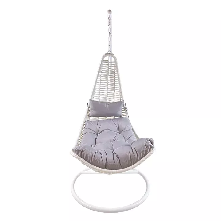 Κούνια Πολυθρόνα ArteLibre KEVIN Λευκό/Γκρι Μέταλλο/Rattan 80x70x195cm