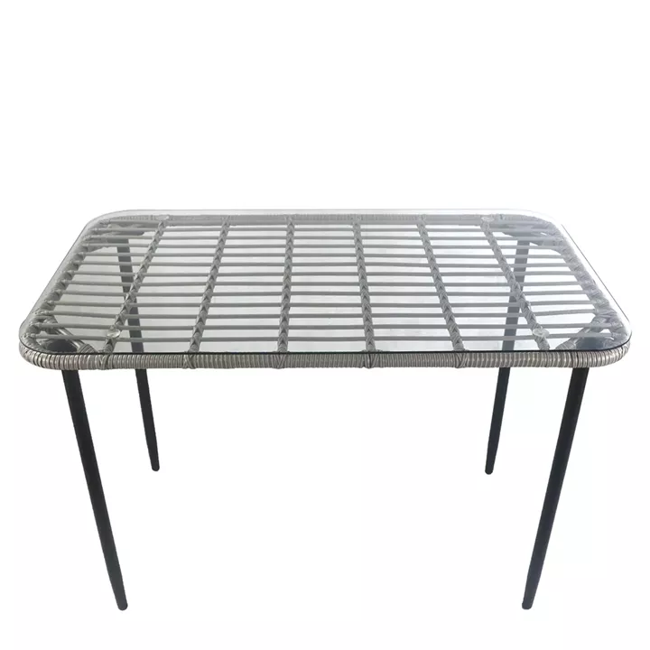 Τραπέζι Κήπου ArteLibre ANNIUS Γκρι/Μαύρο Μέταλλο/Rattan/Γυαλί 120x70x78cm