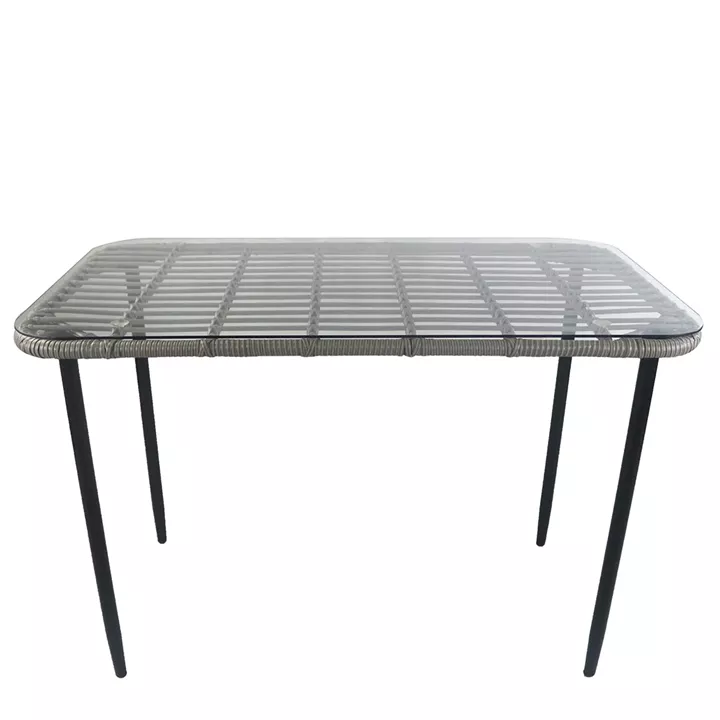 Τραπέζι Κήπου ArteLibre ANNIUS Γκρι/Μαύρο Μέταλλο/Rattan/Γυαλί 120x70x78cm