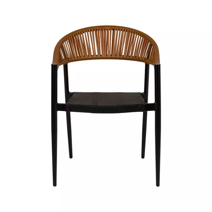 Πολυθρόνα Κήπου ArteLibre LIVINGSTONE Μαύρο/Καφέ Αλουμίνιο/Rattan 56x55x76cm